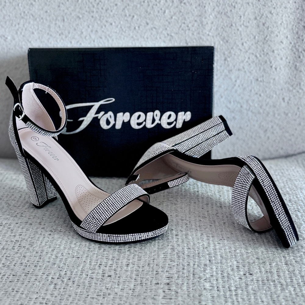 💎 BRAND NEW diamond rhinestone studded high heels open toe Heels Shoes